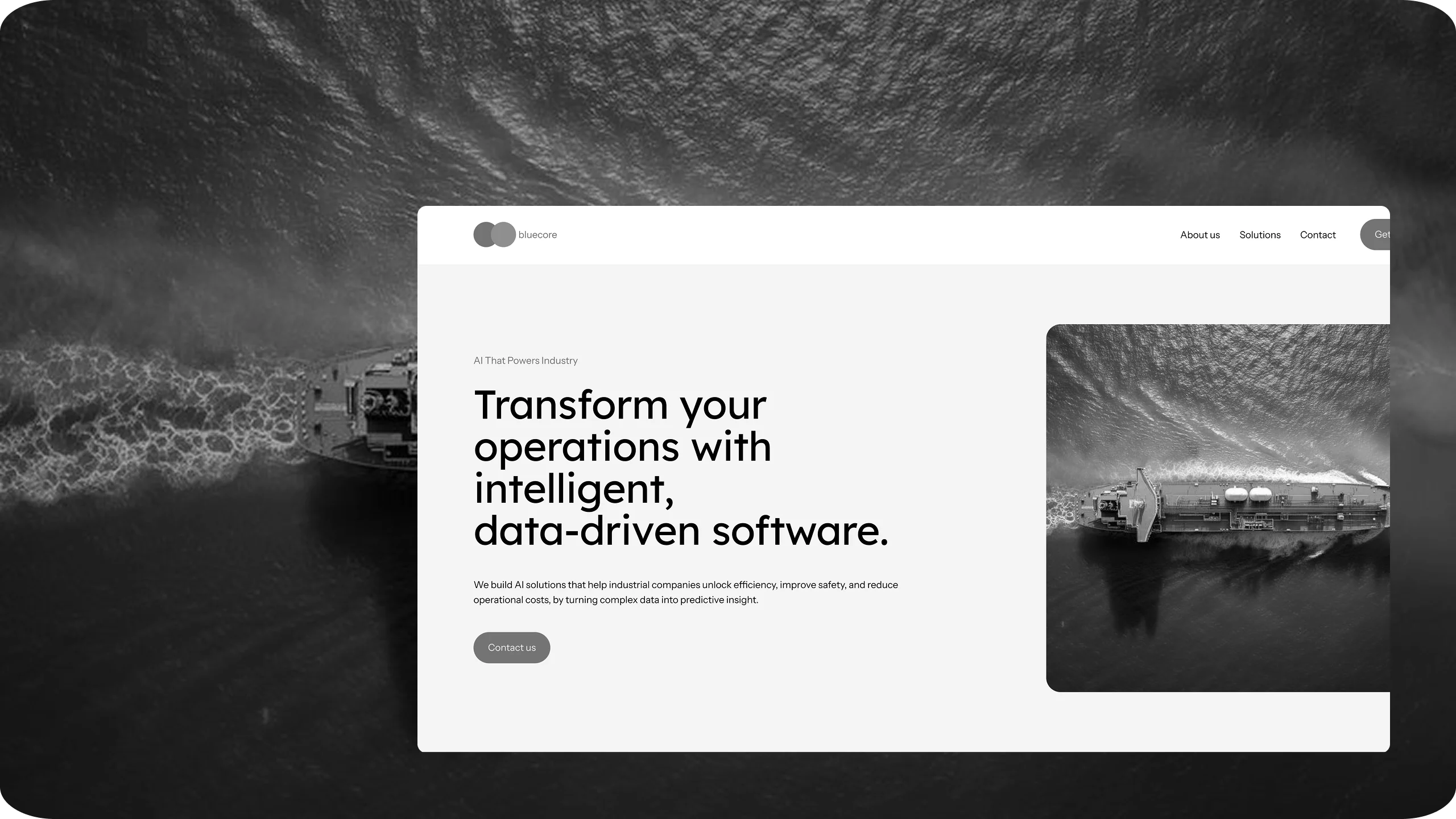 Le site BlueCore affiché sur un ordinateur portable