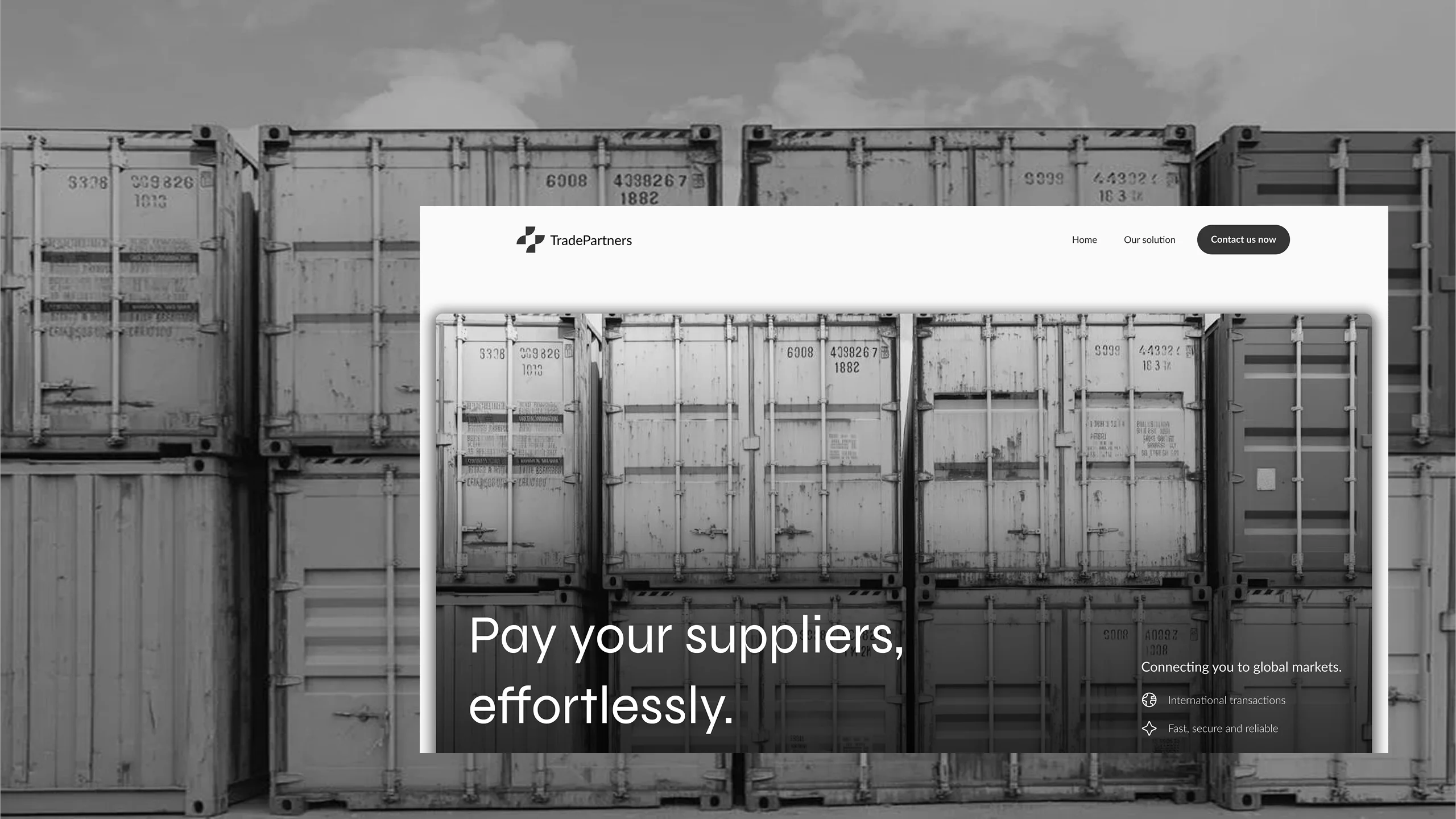 Le site Trade Partners affiché sur un ordinateur portable