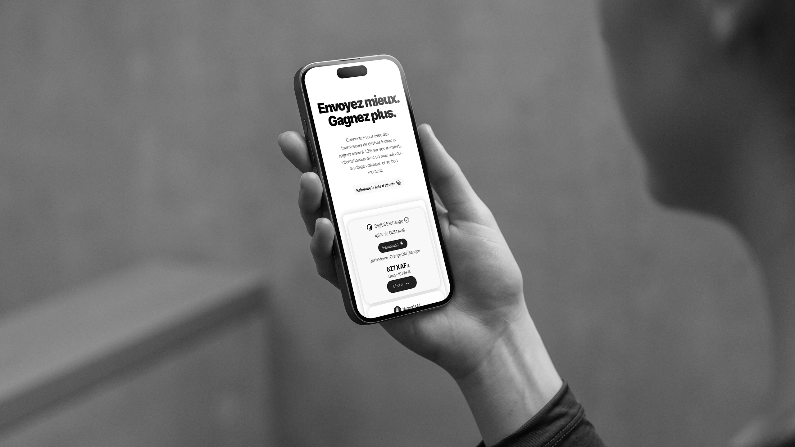 L'application Xend Send affichée sur un téléphone